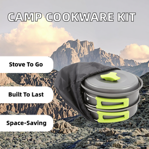 Juego de Utensilios de Cocina <span class=keywords><strong>SHARIN</strong></span> para Acampar, Juego de Ollas y Sartenes de Hierro Fundido con Capacidad de 1-2L, Estufa de Gas Portátil - Product Image 2