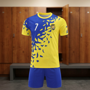 เสื้อฟุตบอลแบบสั่งทำ |   ชุดฟุตบอลผู้ชาย โพลีเอสเตอร์ 100% |   ชุดกีฬาซับลิเมชั่นแขนสั้นคอกลม ระบายอากาศได้ดี แห้งเร็ว - Product Image 4