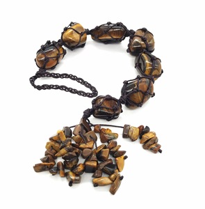 Cristalli curativi semi pietre preziose naturali con pendente con frange appeso a sette chakra - Product Image 5