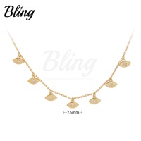 BLING minimaliste turc oeil conception émail zircon pierre charme collier turc en gros 925 bijoux en argent sterling