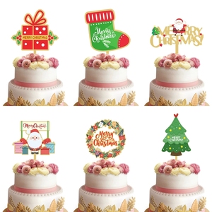 Ensemble de décorations de gâteaux en acrylique de Noël avec des motifs de Père Noël et d'arbre, imprimés en couleur, style dessin animé, pour la décoration des desserts de fête - Product Image 5