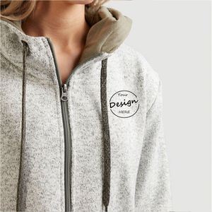 OEM Vintage Gris Gym Polaire Sérigraphie Coton Blanches Sweats À Manches Longues Sweat À Capuche Surdimensionné Demi Zip Pull Femmes - Product Image 5