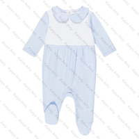 Ensemble de vêtements pour bébés en gros, barboteuse en coton biologique pour nouveau-né avec col Peter Pan, tenue d'hôpital personnalisée pour bébé fille