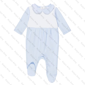 Wholesale Infant Baby Clothes Set Organic Cotton <strong>Newborn</strong> Footie Romper Peter Pan Collar Personalized Baby Girl <strong>Hospital</strong> <strong>Outfit</strong> - Product Image 2