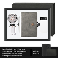 Ensemble cadeau personnalisé avec ventilateur 4 en 1, stylo, carnet A5 et batterie externe, cadeaux pour la formation des nouveaux employés et les voyages d'entreprise