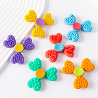 HMJ 2 en 1 Love Clover Worry Stone Fidget Spinner, jouet sensoriel en silicone texturé, anti-stress, jouet de bureau EDC pour adultes et enfants, TDAH