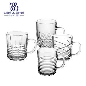 Europe Market Hot Selling Tea Water Drinking Mug Patterned Glass Mug With Handle Home Use Cup Poland Market Hot Glass Mug