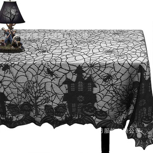 Mantel de Halloween con diseño de telaraña negra, en poliéster estampado, para decoración de fiestas, 137x182cm - Product Image 4