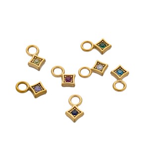 Stainless Steel Square Zircon Pendant DIY Jewelry Findings Small Size Blue Green Purple Rose <b>Red</b> White Plated Accessory <b>Material</b> - Product Image 5