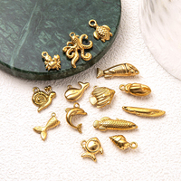 Royaume des animaux dorés |   Pendentifs en acier inoxydable plaqué or 18 carats pour la fabrication de bijoux |   Charmes d'animaux : Éléphant, Hibou, Serpent, Dauphin, Lézard, Cerf