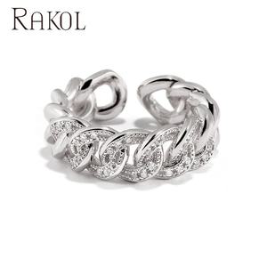 Rakol แหวนแฟชั่นฮิปฮอป RP2163ทำจากทองแดงอัลลอยชุบทองแท้สำหรับทุกเพศ - Product Image 2