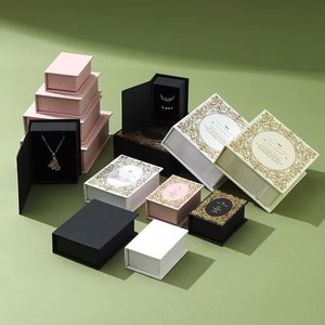 Pink Square Jewelry <b>Box</b> with Brown Velvet Insert for <b>Necklace</b> Valentine's Day Elegant <b>Gift</b> Packaging - Product Image 2