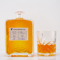 500ml Oblate Plat Bonne Excellente Qualité Super Flint Vide Vodka Whisky Whisky Bouteilles En Verre avec Bouchon En Bois En Gros