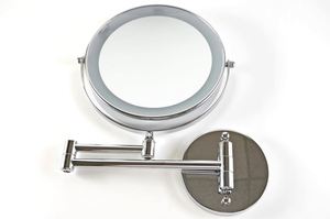 USB Rechargeable Cordless Wall Mounted Dual Arm LED Magnifying 8" Bathroom Cosmetic <b>Vanity</b> <b>Mirror</b> - Product Image 4