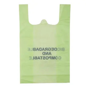 Биоразлагаемая одноразовая футболка с логотипом на заказ, одноразовый пластиковый продуктовый жилет и сумка для покупок