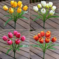 Bouquet de tulipes artificielles en soie gaufrée pour mariage, Noël, Halloween, décoration intérieure et photographie - Durable et respectueux de l'environnement