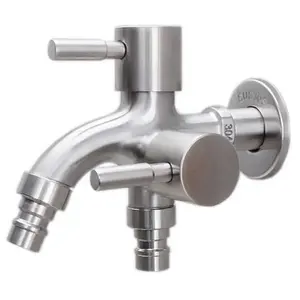 Grifo 2 * Manijas para lavado de baño NMachine Faucets G1/2 304 cinta de sellado de doble grifo de acero inoxidable multifuncional bidireccional