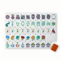 Jeu de tuiles de mahjong américain en acrylique à quatre couches, motif floral turquoise, œuvre d'art personnalisée pour les cadeaux en gros et les détaillants de jeux