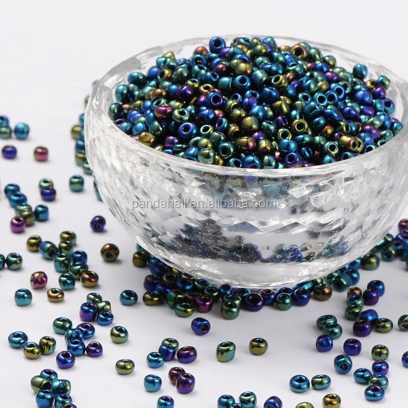 Pandahall 8/0 Lustered Jewelry Beads Iris Round Seed Beads