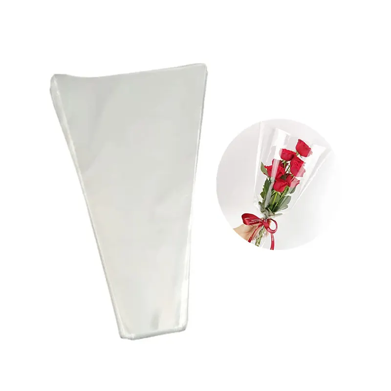 Sac d'emballage en cellophane à manchon de bouquet de fleurs en plastique Transparent Opp pour cadeau pour l'industrie du shopping d'impression