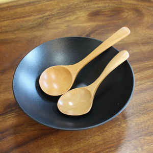 Beechwood Wooden Spoon <b>Set</b> 2 Pcs Small And Large Size For Soup Rice Serving Utensils - Product Image 1