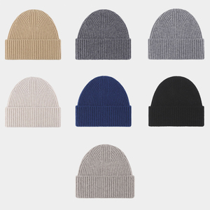 Customized Beanie <b>Cap</b> <b>Winter</b> Thick Solid Color Warm Knitted Hat with High-end Leather Label - Product Image 4