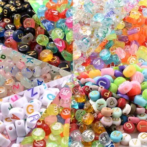 JC Crystal Hot Sales 500g Acrylic Letter Beads 4*7mm Flat Round Acrylic Alphabet Letter Beads For Jewelry Making