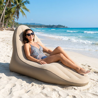 Fauteuil gonflable pour adultes, utilisation en extérieur, surface floquée en PVC épaissi, dossier, porte-gobelet, anti-fuite