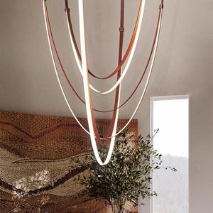 Lustre long design intégré, style loft, villa duplex, escalier, salon, atrium, luminaire suspendu créatif - Product Image 1
