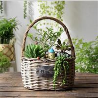 Panier de fleurs en osier naturel brun de vente chaude pour la décoration de la maison panier-cadeau
