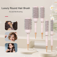 Brosse à cheveux ronde rose de qualité supérieure avec baril ionique enduit de céramique thermique à friser pour le séchage rapide humide Styling Blowout Nano