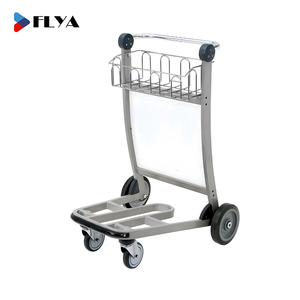High Quality 4 Wheels <strong>Aluminum</strong> Airport Baggage Cart with Hand Brake OEM Customizable Airport Luggage <strong>Trolley</strong> - Product Image 1