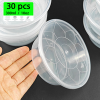 Lot de 30 bols ronds en plastique PP de 300ml et 10oz réutilisables pour le stockage des aliments et la boîte à lunch pour enfants