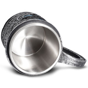 Personalizzato teschi caffè Die Krahe tazze europeo <span class=keywords><strong>Vintage</strong></span> medievale in acciaio inox tazza di birra resina doppia parete Crow Design tazze tazza - Product Image 3