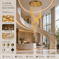 Lustre en spirale longue en verre et métal pour projet hôtelier, lampe suspendue pour escalier à haut plafond, décoration décorative pour hôtels et villas