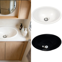 Lavabo ovale en plastique léger pour camping-car, caravane, van, yacht, bateau – Évier de salle de bain peu encombrant pour le lavage des mains