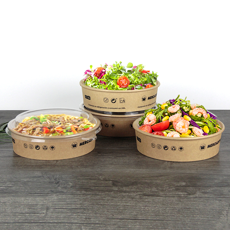Wholesale High Quality Customized Printing Design Disposable Food Grade Kraft Paper Bowl With Lid