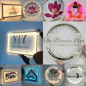 Letras iluminadas 3D com logotipo LED retroiluminado para sinalização comercial, letras personalizadas para sinalização comercial