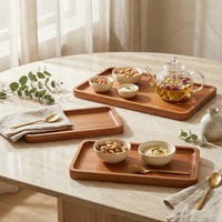 Plateau rectangulaire en bambou brun naturel et biologique, durable et écologique, pour la décoration intérieure, les tables de petit-déjeuner, les tables basses et les lits