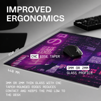 Tapis de souris personnalisé en verre AG, tapis de souris de jeu, revêtement en aluminosilicate AF de 2 mm, bord 2.5D, base en silicone antidérapante pour l'e-sport