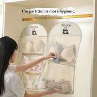 Bolsa de malla colgante de poliéster, portátil, lavable y ecológica, para almacenamiento de calcetines y ropa interior, ideal para puerta de armario o dormitorio en verano.