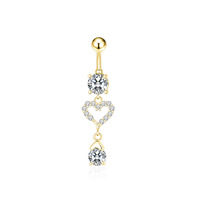 Anneaux de nombril en forme de cœur rose Dangle Piercing Fashion Belly Piercing Jewelry