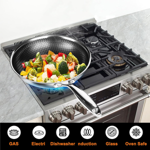 High Quality Triply Stainless Steel Ceramic Nonstick Saute <b>Pan</b> Honeycomb Design Glass Cover 4-5L Capacity <b>Induction</b> Ready Bottom - Product Image 2