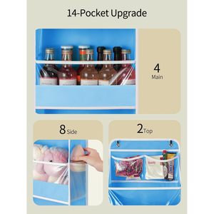 Organisateur suspendu à 5 niveaux bleu avec 14 poches et fenêtres transparentes pour placard, salle de bain, chambre à coucher - Product Image 3