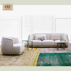 Canapé d'angle moderne OKF 2025, ensemble minimaliste 2 places pour hôtels et villas, revêtement en cachemire, structure en bois massif, garnissage en coton - Product Image 3