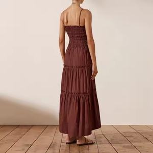 เดรสยาวปานกลางผ้าฝ้ายคุณภาพสูงแบบลำลองสำหรับใส่ไปเที่ยวชายหาดฤดูร้อนปี 2025 ดีไซน์เซ็กซี่สำหรับผู้หญิง - Product Image 5