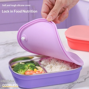 กล่องข้าวสแตนเลสสำหรับพนักงานออฟฟิศ อุ่นในไมโครเวฟได้ เก็บความร้อน ความจุ 500-800 มล. ดีไซน์แบบมีช่อง - Product Image 5