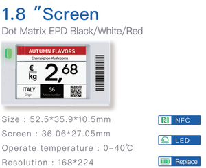 Bán buôn 1.8 inch Chất lượng cao epaper nhãn màn hình kỹ thuật số giá điện tử thẻ với vật liệu nam châm cho siêu thị sử dụng - Product Image 2