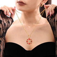 Zircon Romantique Noël Flocon De Neige Pendentif Collier En Acier Inoxydable Jumper Chaîne Europe et les États-Unis Style