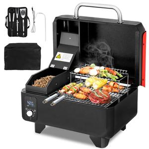 Grill Barbecue Elettrico a Pellet 8 <span class=keywords><strong>in</strong></span> 1 <span class=keywords><strong>in</strong></span> Metallo Verniciato a Polvere Moderno, Portatile, con Controllo della Temperatura per Campeggio e Camper - Product Image 1